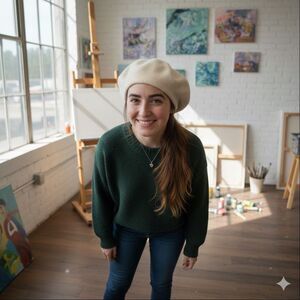 Vintage Off-White Wool Beret Hat | Classic French Style Cream Felted Winter Cap